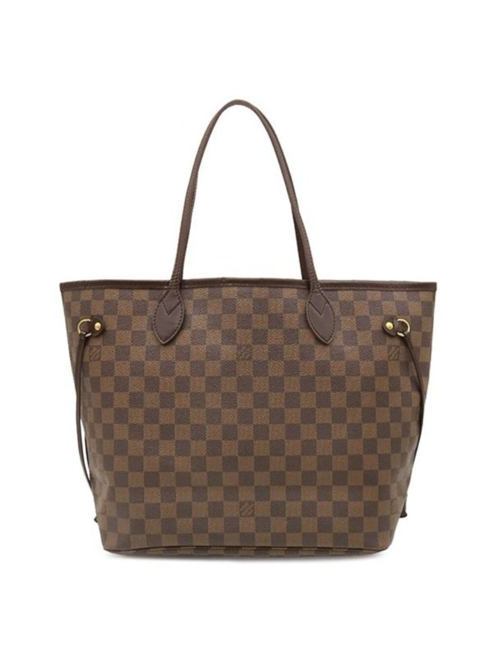 Louis Vuitton Tote Bag Neverfull MM Damier Canvas Cerise Gold Brown Red Shoulder